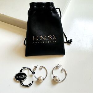 NWOT Honora Sterling Silver Pearl Hoops